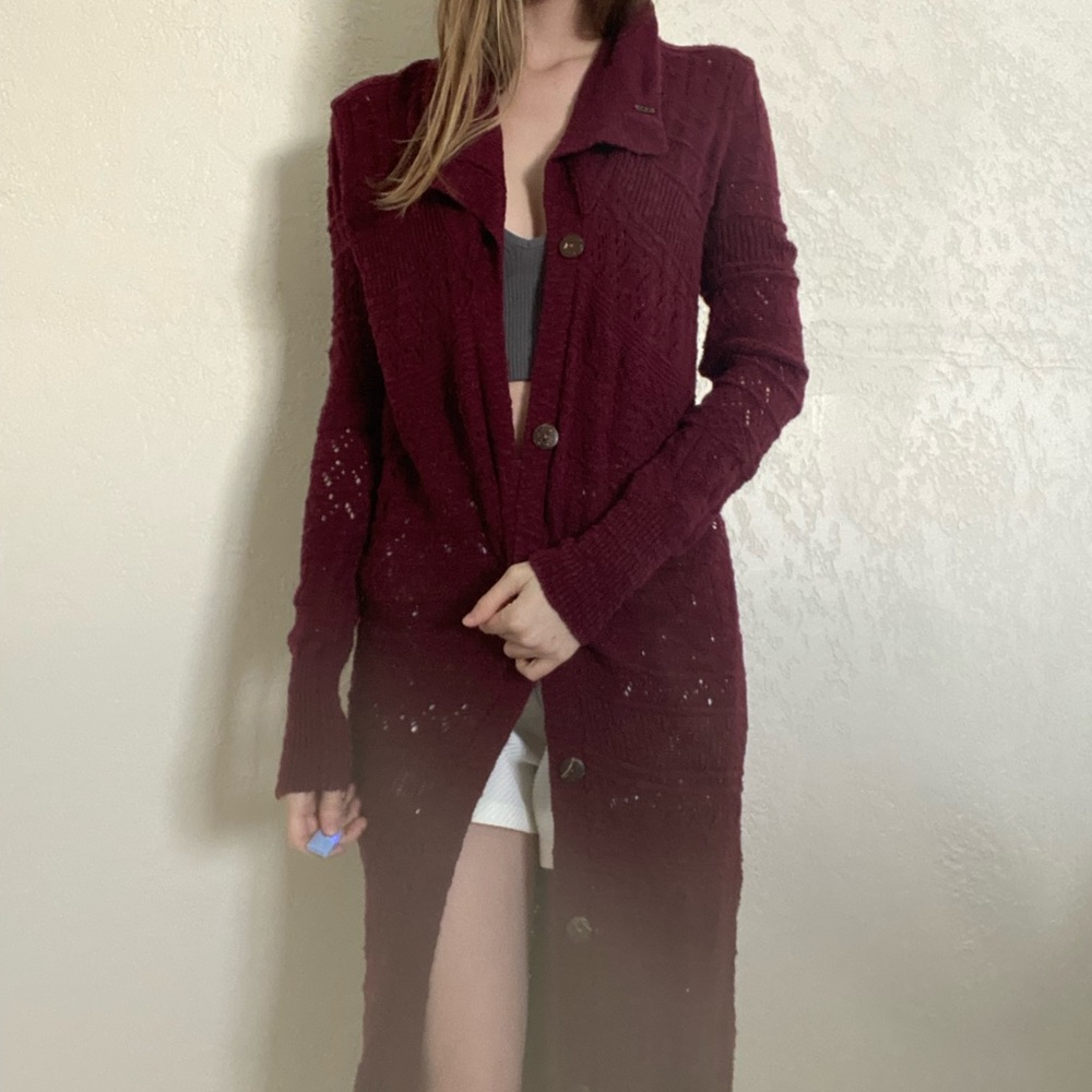 Roxy long burgundy sweater